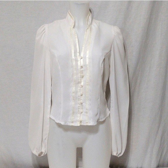 Vintage Ms Paquette Sheer Victorian Blouse Puff Sleeves Romantic Top Medium - Picture 1 of 7